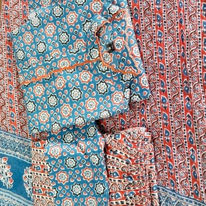 Seagreen Floral Hand Block Printed Kurti
