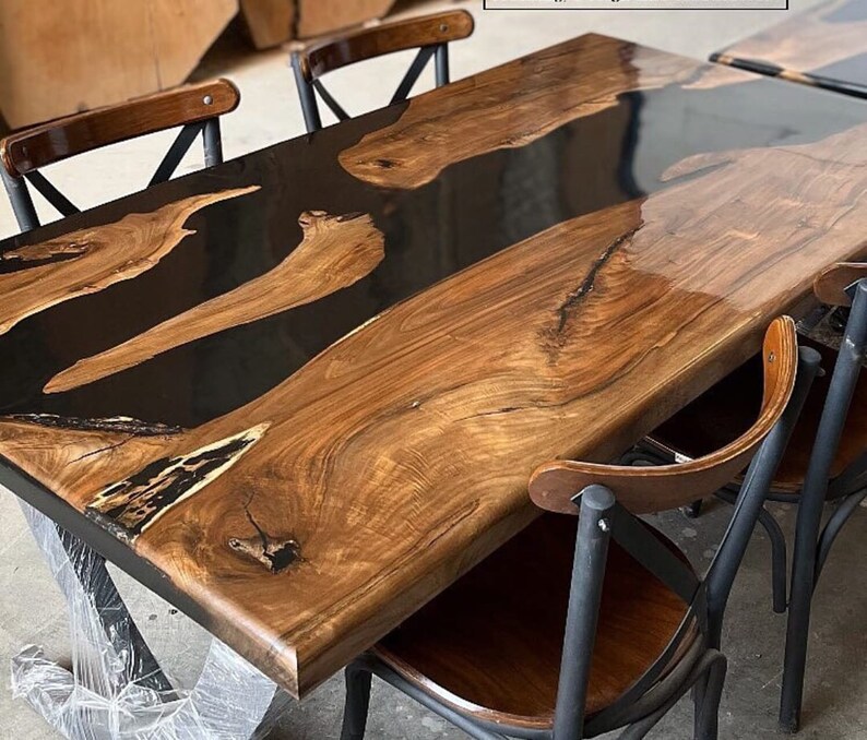 Epoxy Dining Table River Table Epoxy Kitchen Table Smooth Etsy