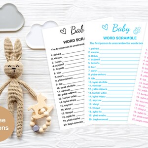 Baby Shower Word Scramble With Answer Key, Baby Shower Games, Baby ...
