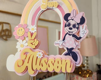 Mouse Groovy Party Decor| Two Groovy Party Supplies |Cute groovy  topper |Minnie groovy party| Birthday decor groovy|