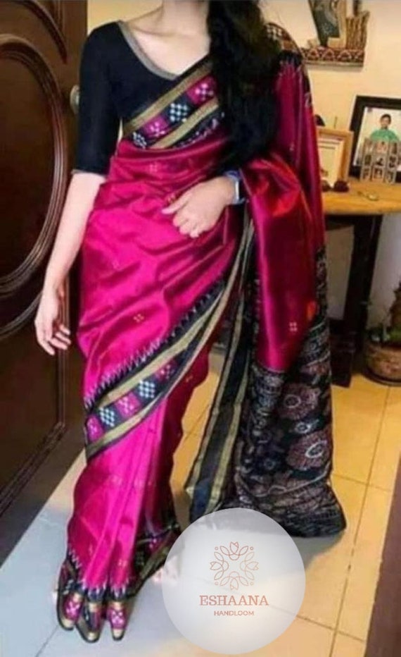 Sambalpuri Khandua Pasapali Border Silk Saree(mulberry Silk