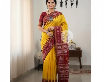 Exclusive Odisha Ikkat Pure silk saree with jala pallu