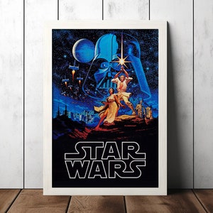 Star Wars (1977) Cartaz de filme clássico - Colecionáveis de fãs de cinema - Cartaz de filme vintage - Decoração para casa - Arte de parede - Cartazes Presentes