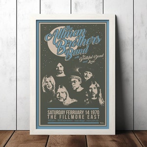 The Allman Brothers Concert Poster - Music Fan Collectibles - Vintage Music Poster - Home Decor - Wall Art