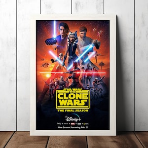 Star Wars: The Clone Wars - 7ª Temporada - Pôster Clássico do Filme - Colecionáveis de Fãs de Cinema - Pôster de Filme Vintage - Decoração para Casa - Arte de Parede