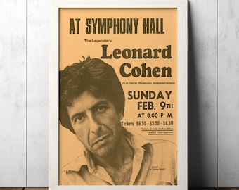 Leonard Cohen Vintage Concert  Poster - Music Fan Collectibles - Retro Music Poster - Home Decor - Wall Art - Poster Gift