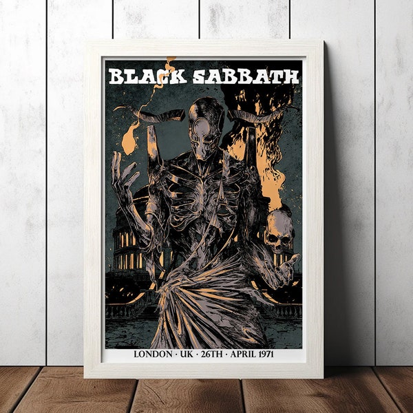 Cartel del concierto de rock vintage de Black Sabbath - Coleccionables de fanáticos de la música - Cartel de música vintage - Decoración del hogar - Arte de la pared