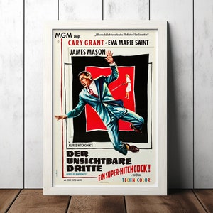 North By Northwest - German Classic Movie Poster - Film Fan Collectibles - Vintage Movie Poster - Home Decor - Wall Art - Posters Gifts