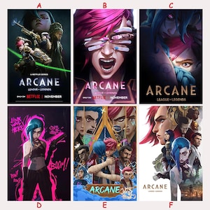 Póster de la película animada Arcane League of Legends (temporadas 1 y 2), impresión en lienzo, decoración de habitaciones, decoración del hogar, arte mural, pósteres y regalos.