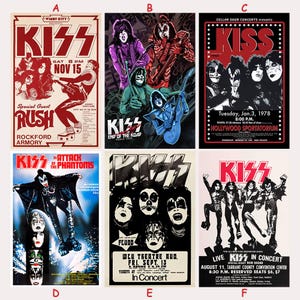 KISS Concert Poster - KISS Music Fan Collectibles - KISS Vintage Music Poster - Home Decor - Wall Art - Christmas Poster Gift