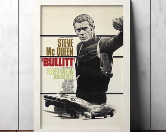 Bullitt (1968) affiche de film classique - objets de collection de cinéphiles - affiche de film vintage - décoration d'intérieur - oeuvre d'art murale
