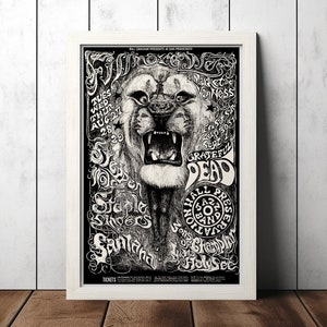 Grateful Dead, Santana 1968 Fillmore West Konzert Poster - Musik Fan Sammlerstücke - Vintage Musik Poster - Wohnkultur - Wand Kunst
