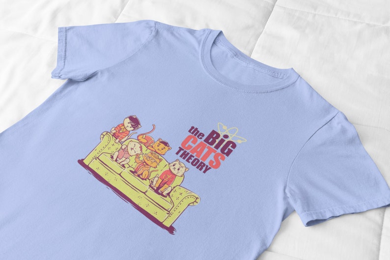 The Big Cat Theory-Camiseta del programa de televisión The Big Bang Theory, regalo de Meme, camiseta divertida estilo camiseta, camisa musical Unisex Azul