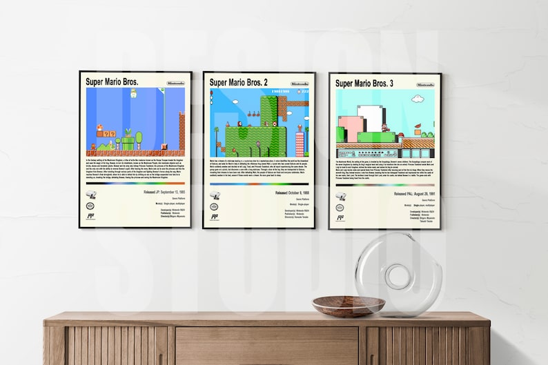 Super Mario Bros. Poster Video Game Art Print Gaming Gift Etsy UK