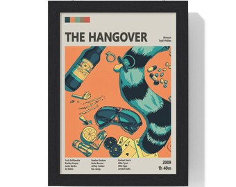 The Hangover art Info Cartel de la película VINTAGE INSPIRED Movie Print, Cartel de la película retro de los años 90, Midcentury Modern