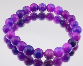 Lustrous Purple Suglite Gemstone Bracelet: 6mm Natural Healing Crystal Yoga Protection.