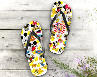 Strand Flip Flops, Disney Sandalen, Unisex Flip Flops, Geschenk für sie, lustige Strandschuhe, Flipflops, Geschenk für ihn, Sommer Sandalen, Damen Sandalen,