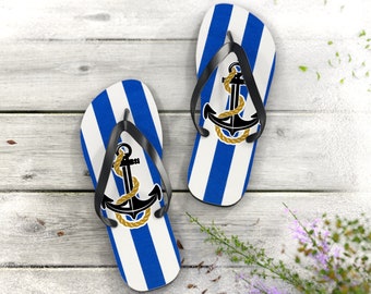 Beach Flip Flops, Marine Sandals, Sea Themed Gift, Gift for Her, Fun Beach Shoes, Flipflops, Nautica Sandals, Summer Sandals, Womens Sandals