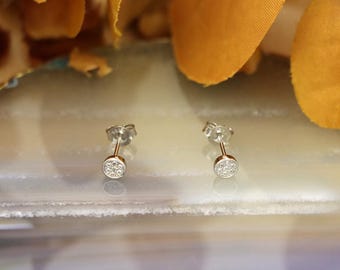 S925 Sterling Silver Round Studs - Micro-Pavé Diamond Earrings, Contemporary Artisan Jewelry
