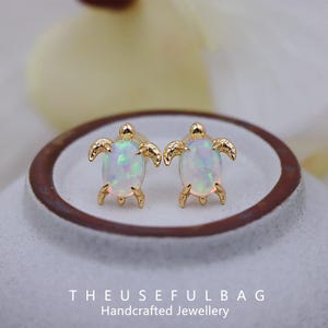 Ocean Series kleine schildpad oorbellen van synthetisch opaal S925 sterlingzilveren oorbellen schildpadoorbellen