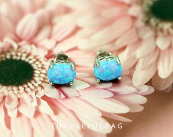 S925 Silver Earrings Sparkling With Round Four Claw Set Opal OPAL Earrings Earrings
