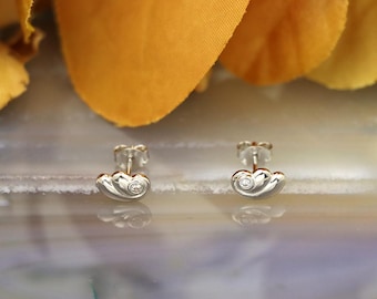 S925 Sterling Silver Angel Wing Studs - Petite Feather Earrings, Dainty Heavenly Jewelry