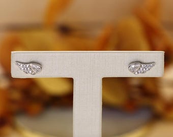 S925 Sterling Silver Angel Wing Earrings for Women - Micro-Inlaid Zircon Dainty Ear Jewelry