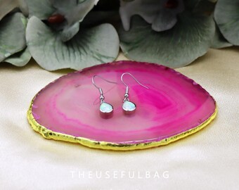 Earrings White Opal