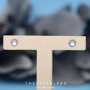 S925 Sterling Silver Moonstone Inlaid Stud Earrings for Women