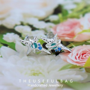 Irregular Pleated Textured Drops Light Blue Gum Aquamarine Zirconium Cross Stardust Sterling Silver Stud Earrings S925