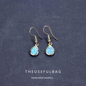 Earrings Blue Opal