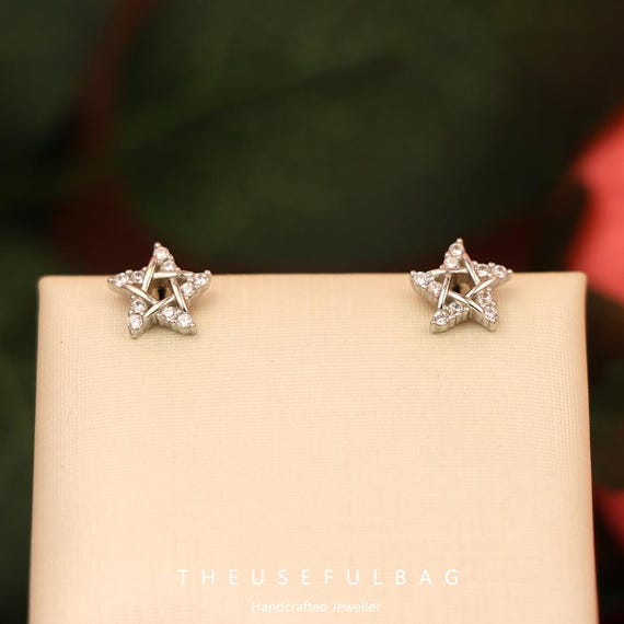 S925 Sterling Silver Star Studs - Micro-pavé Diamond Constellation 