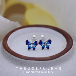 Sterling silver s925 butterfly earrings fresh simple small oil drop spirit butterfly earrings
