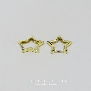 S925 Sterling Silver Gold Five-Pointed Star Earrings for Women