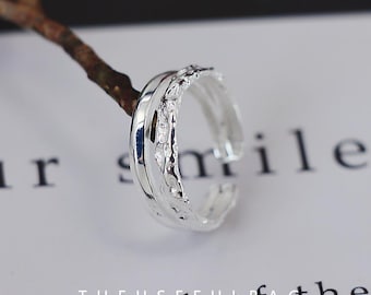 S925 sterlingzilver dubbellaags sterlingzilveren gewone ring koude wind open wijsvinger nieuw