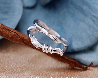 New personalised twisted twist S925 sterling silver ring Möbius open ring