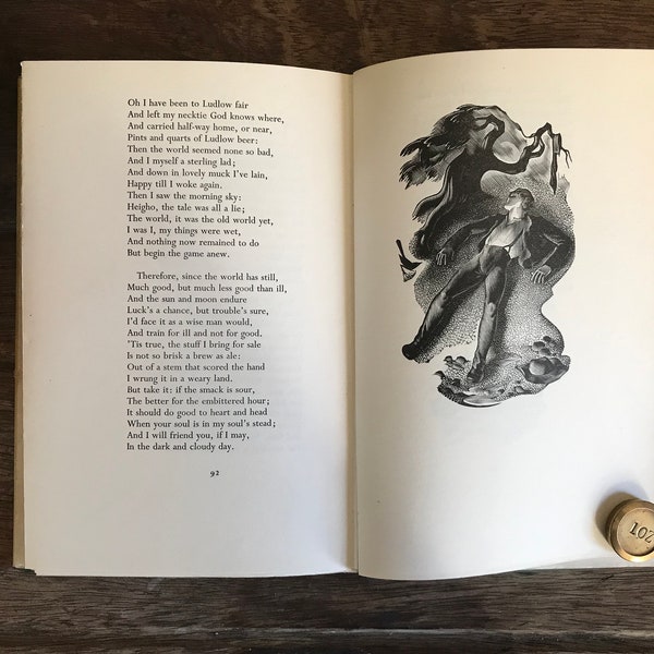 A Shropshire Lad By A.E. Housman, English Poetry, Engravings By Agnes Miller Parker, Collectable Illustrated Book, Creative Gift