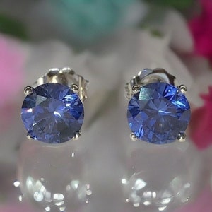Sapphire earrings, Sapphire stud earrings, Stud earrings, Earrings for women, Studs, Gift for her, Sterling silver, Valentine&#39;s day gift