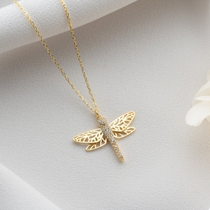 sterling silver, CZ diamond necklace, charm necklace, diamond pendant necklace, necklace and charms, dragonfly necklace, mother&#39;s day gifts