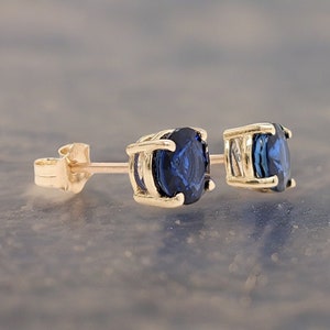 Sapphire earrings, Sapphire stud earrings, Stud earrings, Gold earrings, Earrings for women, Studs, Gift for her, Sterling silver, Sapphires