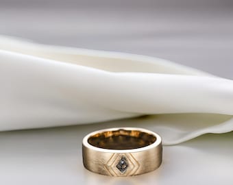 Men's Matte Black Quartz Wedding Band: Kite Cut Stacking Ring