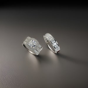 925 sterling silver, wedding ring set, couple rings, rings for men, diamond ring set, his & hers rings, engagement ring set