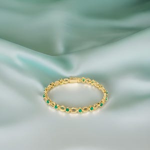 Dainty Emerald Tennis Bracelet – May Birthstone Gemstone Jewelry, mother&#39;s day gifts, Gift For Mom