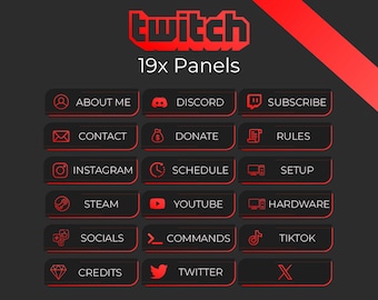 19x Minimalistic Red Twitch Panels