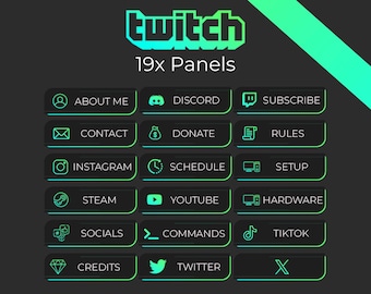 19x Minimalistic Mint Green Twitch Panels