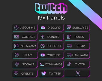19x Minimalistic Cyan Violet Twitch Panels