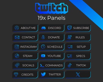 19x Minimalistic Blue Twitch Panels