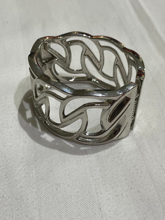 Vintage modernist metal cuff bangle Midcentury Al… - image 6