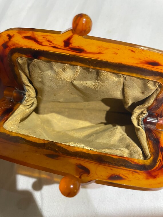 Vintage French tortoise shell kisslock pouch made… - image 5