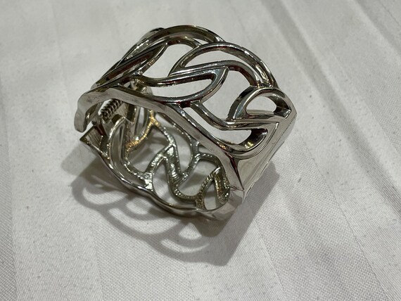 Vintage modernist metal cuff bangle Midcentury Al… - image 4